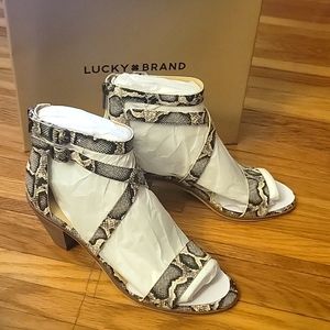 Lucky Brand Heeled Sandel, 9.5, Natural